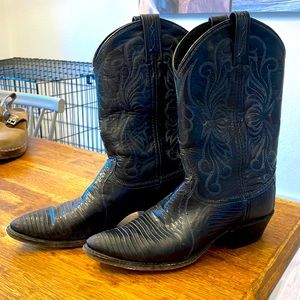 Dan Post black snakeskin cowboy boots